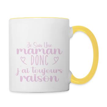Toujours raison maman cadeau - Mug contrasté - blanc/jaune - Droite