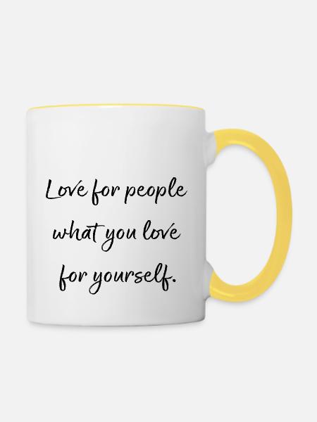 Liebe zu Menschen... - Tasse zweifarbig - Weiß/Gelb