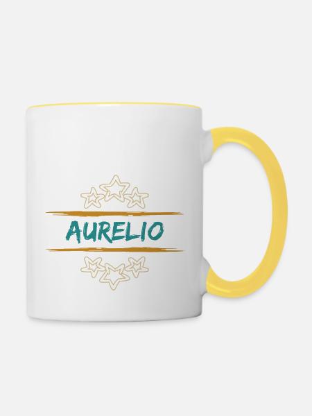 Aurelio als Aurelio - Tasse zweifarbig - Weiß/Gelb