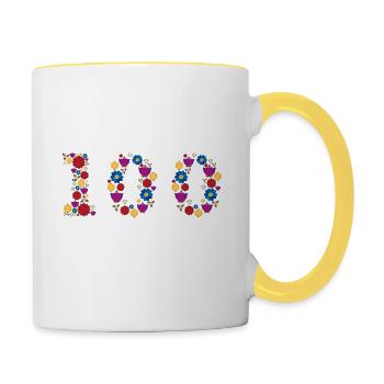 Fleurs 100 - Mug contrasté - blanc/jaune - Droite