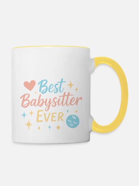 Bester Babysitter aller Zeiten - Tasse zweifarbig - Weiß/Gelb