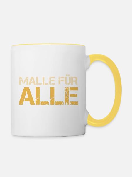 Malle für alle - Tasse zweifarbig - Weiß/Gelb