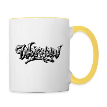 Warschau Graffiti Kunst Design - Tasse zweifarbig - Weiß/Gelb - Rechts
