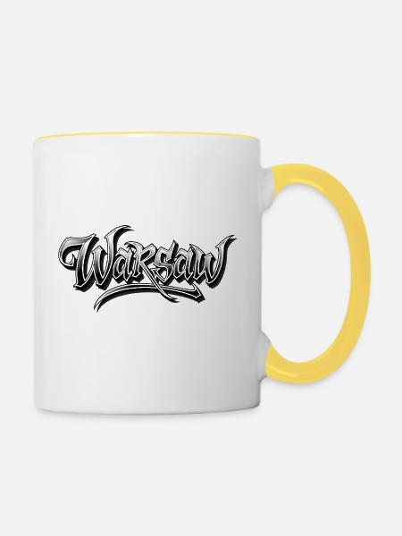 Warschau Graffiti Kunst Design - Tasse zweifarbig - Weiß/Gelb