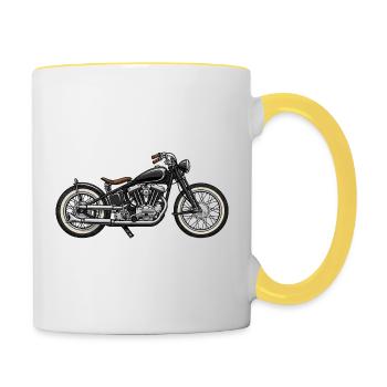 Vintage Cruiser Motorrad Design - Tasse zweifarbig - Weiß/Gelb - Rechts