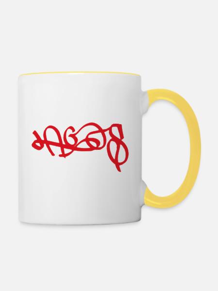 Rotes Lagos Graffiti - Tasse zweifarbig - Weiß/Gelb