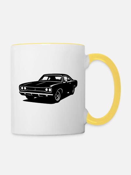 Muscle Car - Tasse zweifarbig - Weiß/Gelb