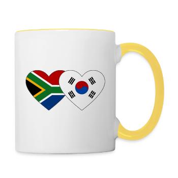 Afrique du Sud Drapeau de la Corée du Sud Coeur - Mug contrasté - blanc/jaune - Droite
