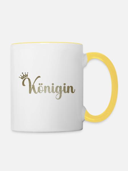 Königin - Tasse zweifarbig - Weiß/Gelb