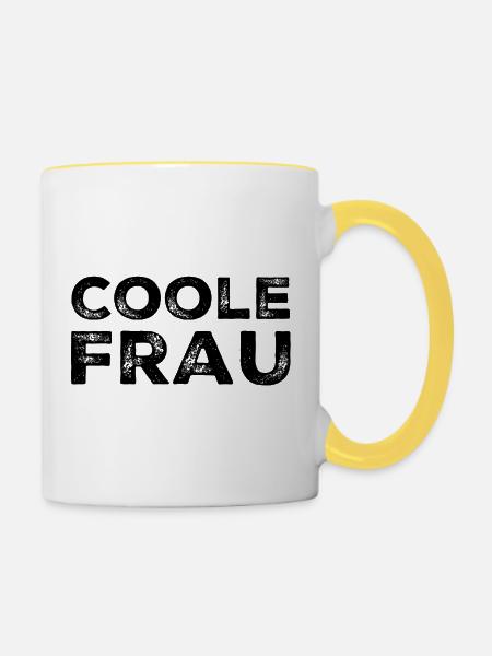 Coole Frau - Tasse zweifarbig - Weiß/Gelb