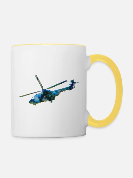 Helikopter Heli - Tasse zweifarbig - Weiß/Gelb