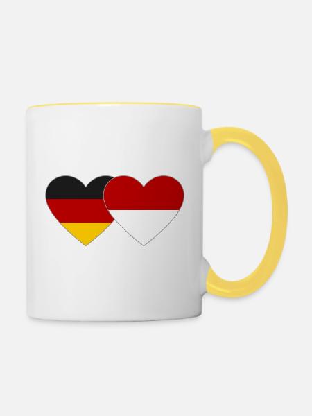 Deutschland Monaco Flagge Herz - Tasse zweifarbig - Weiß/Gelb