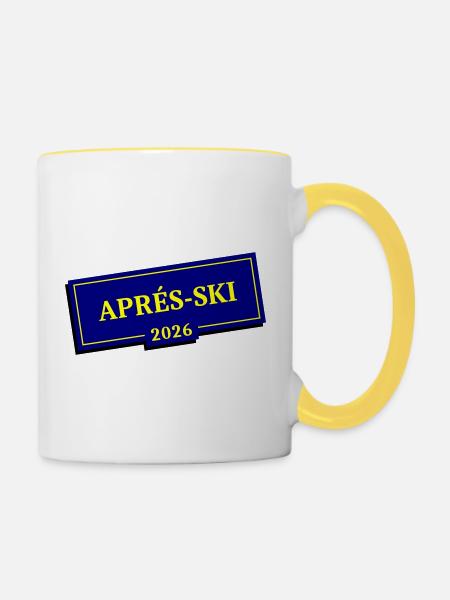 Apres Ski 2026 - Tasse zweifarbig - Weiß/Gelb