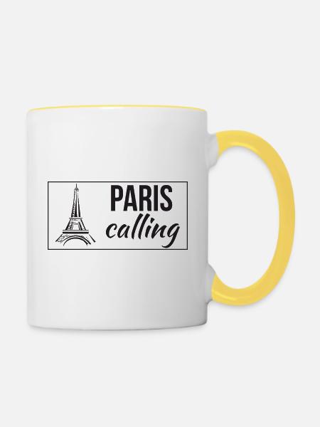 Paris Calling - Tasse zweifarbig - Weiß/Gelb
