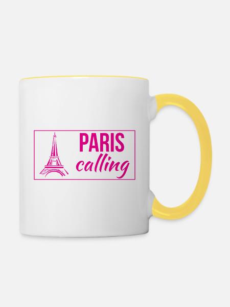 Paris Calling - Tasse zweifarbig - Weiß/Gelb