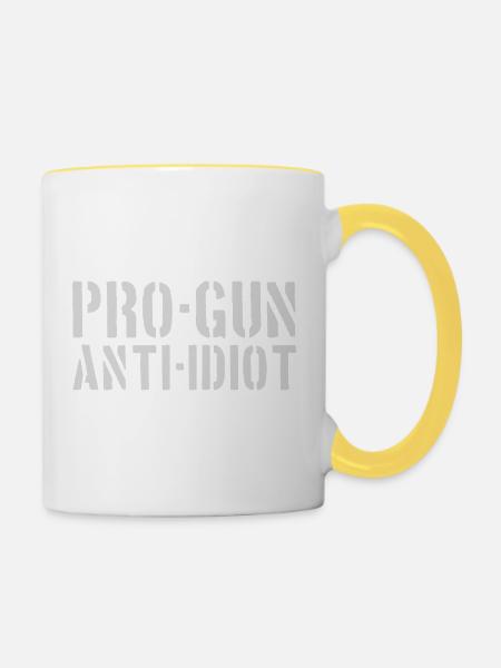 Pro-Waffen, Anti-Idiot - Tasse zweifarbig - Weiß/Gelb