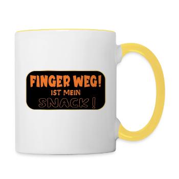 Hands off snack - Contrasting Mug - white/yellow - Right