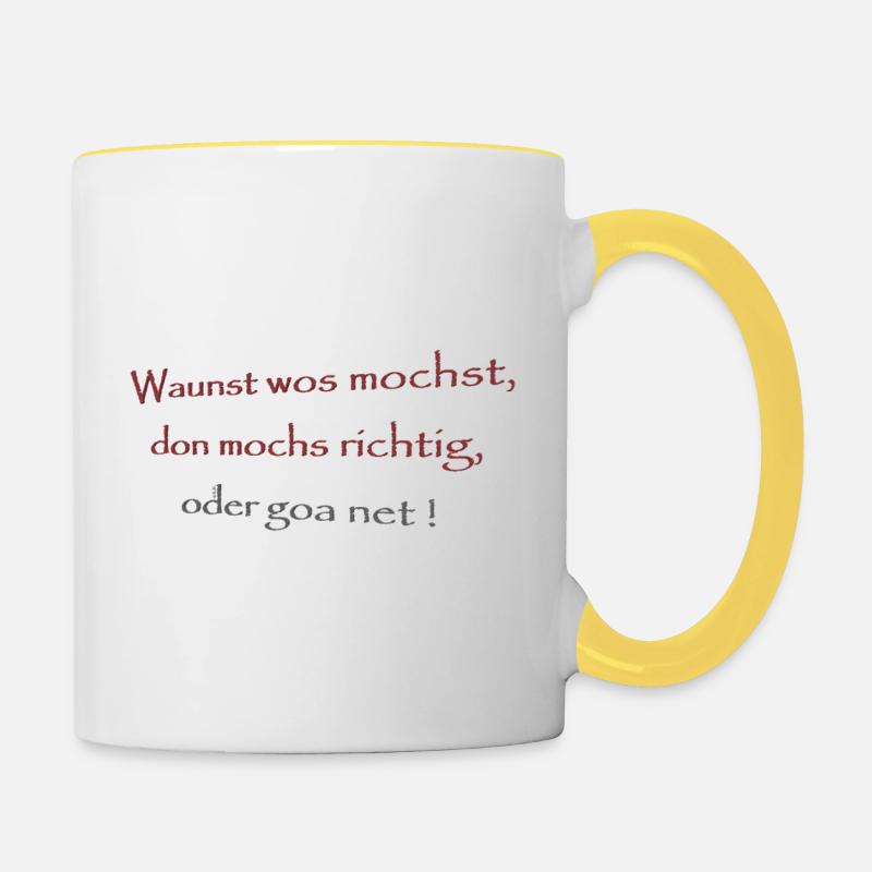 Attendez-vous ,... - Mug contrasté - blanc/jaune