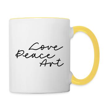 Love Peace Art - Tasse zweifarbig - Weiß/Gelb - Rechts