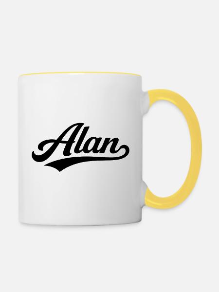 Alans Name erst-letzte Familie - Tasse zweifarbig - Weiß/Gelb