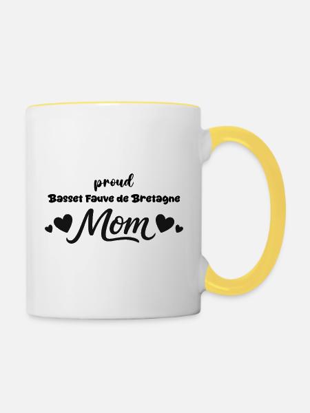  Stolze Basset Bleu Mutter, Fahlgelber - Tasse zweifarbig - Weiß/Gelb