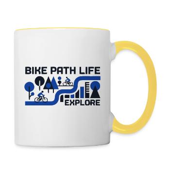 Paysages épiques de la randonnée cyclable - Mug contrasté - blanc/jaune - Droite