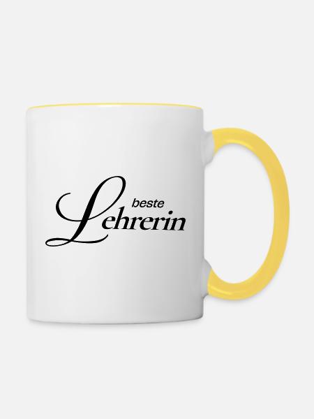 Beste Lehrerin - Tasse zweifarbig - Weiß/Gelb