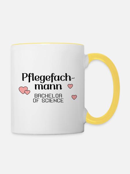 Pflegefachmann Studium Abschluss - Tasse zweifarbig - Weiß/Gelb