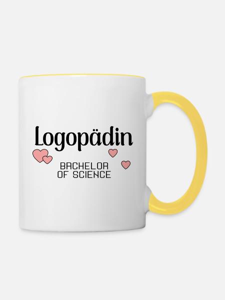 Bachelorstudium Logopädie Logopädin - Tasse zweifarbig - Weiß/Gelb