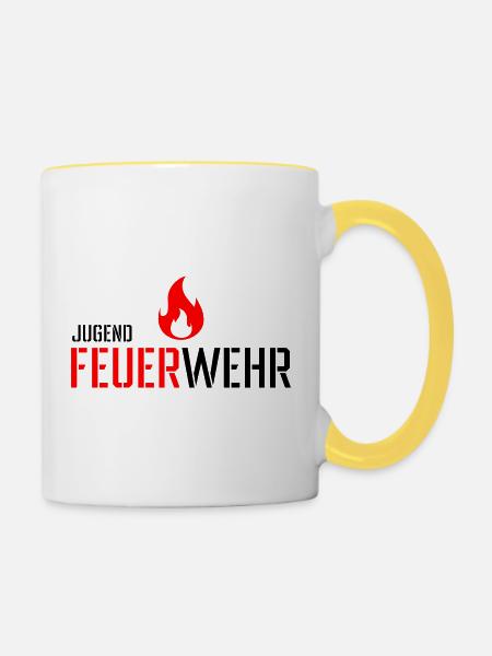 Jugend Feuerwehr - Tasse zweifarbig - Weiß/Gelb