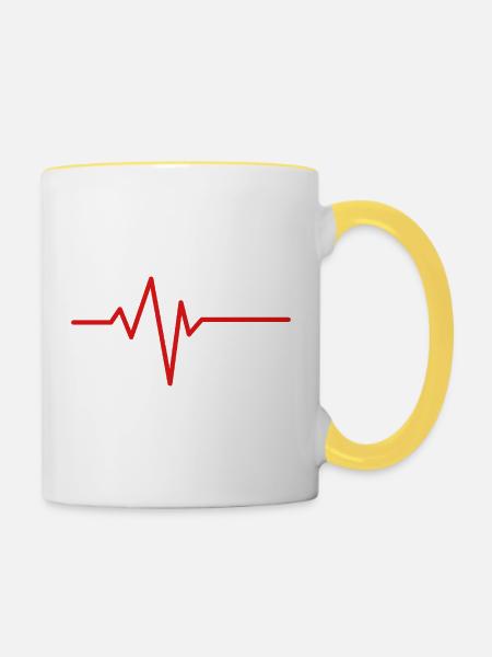 Herzschlag-Kardiogramm - Tasse zweifarbig - Weiß/Gelb