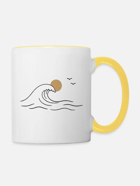 Mond und Meer - Tasse zweifarbig - Weiß/Gelb