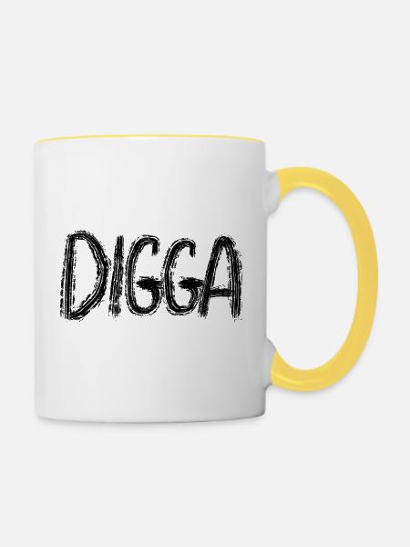 DIGGA - Tasse zweifarbig - Weiß/Gelb