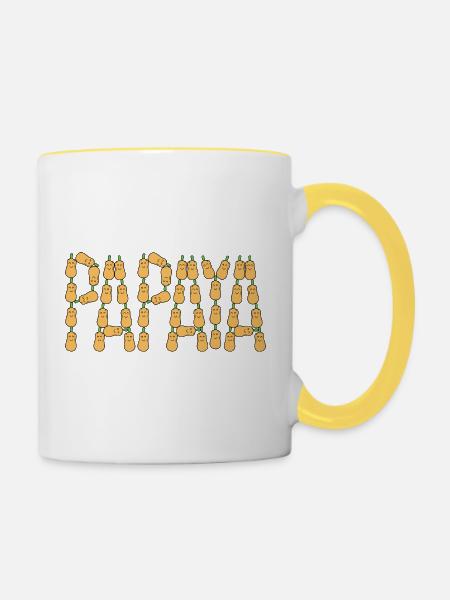 Papaya-Typografie - Tasse zweifarbig - Weiß/Gelb