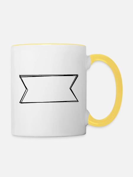 Banner handgezeichnet - Tasse zweifarbig - Weiß/Gelb