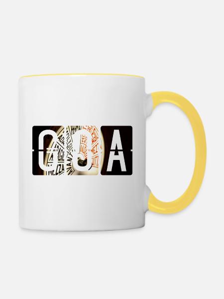 Flughafen Genua GOA - Tasse zweifarbig - Weiß/Gelb