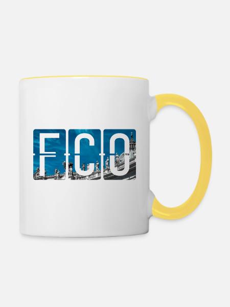 Flughafen-FCO Rom Fiumicino - Tasse zweifarbig - Weiß/Gelb