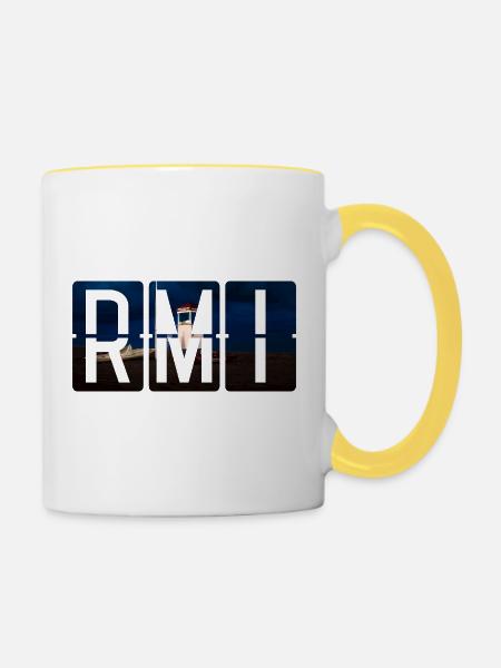 Flughafen Rimini RMI - Tasse zweifarbig - Weiß/Gelb