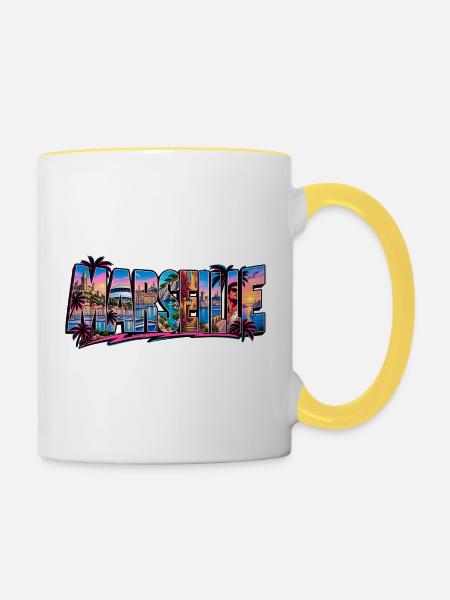 Marseille - Tasse zweifarbig - Weiß/Gelb