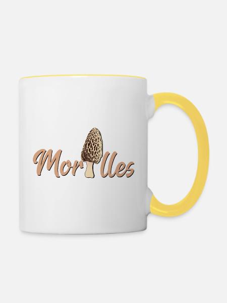 Morcheln - Tasse zweifarbig - Weiß/Gelb