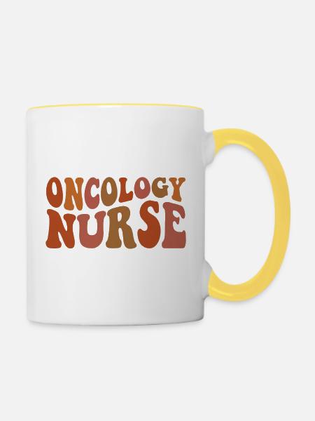 Onkologie-Krankenschwester – Krebspflege-Pflegegeschenk - Tasse zweifarbig - Weiß/Gelb