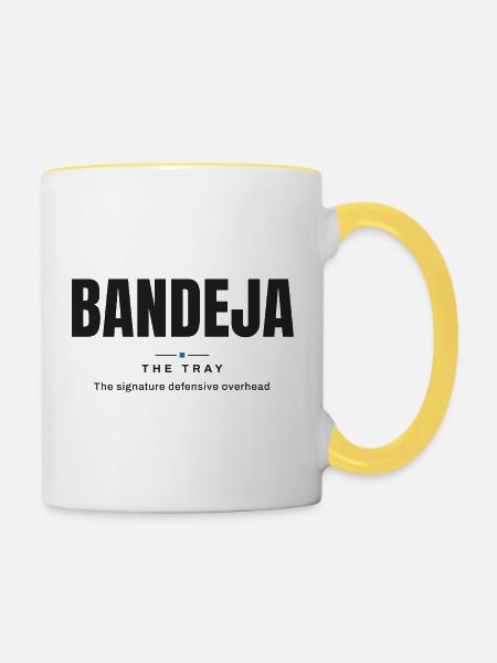 Bandeja — Das Brett | Echter Padel-Wortschatz - Tasse zweifarbig - Weiß/Gelb