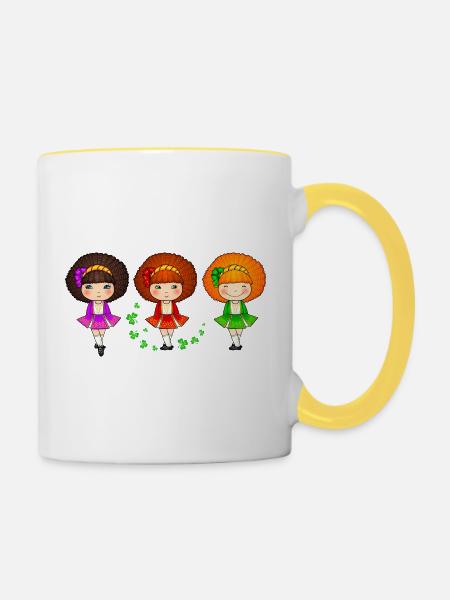Irische Tanzmädchen - Tasse zweifarbig - Weiß/Gelb