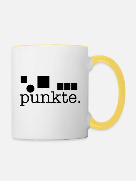 Punkte. - Tasse zweifarbig - Weiß/Gelb