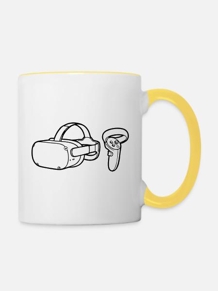 VR Brille Controller Grafik - Tasse zweifarbig - Weiß/Gelb
