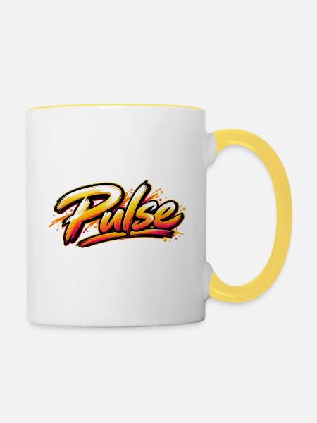 Pulse Graffiti Farbexplosion - Tasse zweifarbig - Weiß/Gelb