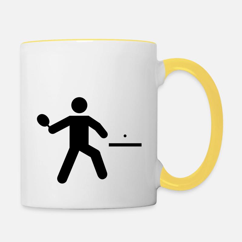 Raquettes de tennis de table, tennis de table - Mug contrasté - blanc/jaune