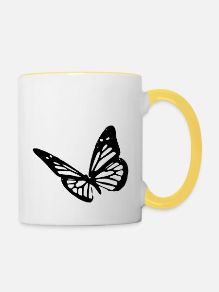 butterfly - Tasse zweifarbig - Weiß/Gelb