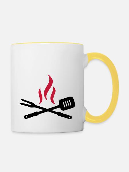 Grillen - Tasse zweifarbig - Weiß/Gelb