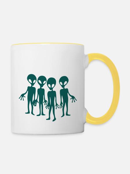 alien - Tasse zweifarbig - Weiß/Gelb